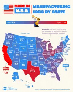 America Manufacturing Jobs by State