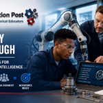 CTE students verify AI-generated recommendations while working with robotics and advanced manufacturing equipment.