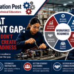 Students and instructors working with advanced manufacturing, robotics, welding, and CNC equipment in a modern Career and Technical Education laboratory illustrating workforce readiness through hands-on technical training.