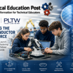 High school students learning semiconductor manufacturing, robotics and automation through advanced manufacturing education supported by Intel and Project Lead The Way.