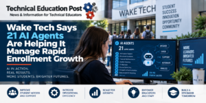 College student-services staff using AI-assisted workflows.