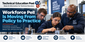 Community college students participating in short-term workforce and technical training.